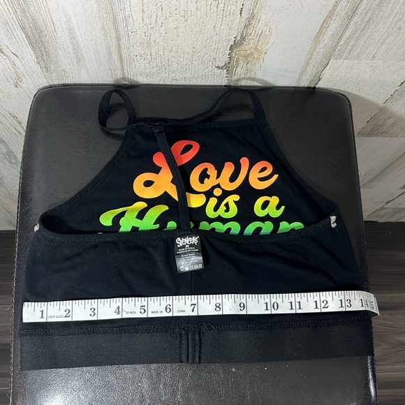 Spencer’s Y Back Crop Sports Tank Top Size Medium LOVE Rainbow LGBTQ - Picture 7 of 9